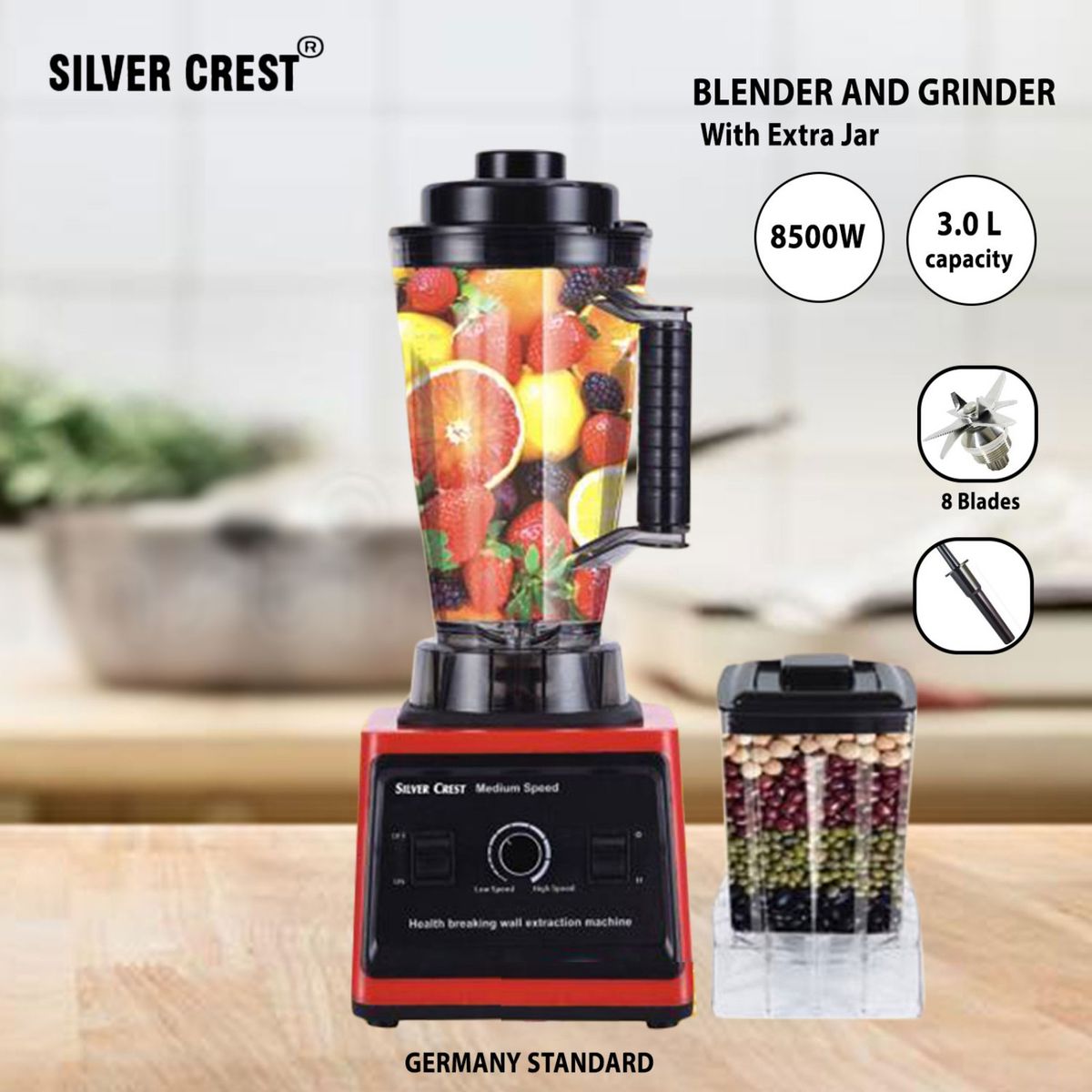 3L Double Cup Powerful Multifunctional Blender- (8500W)