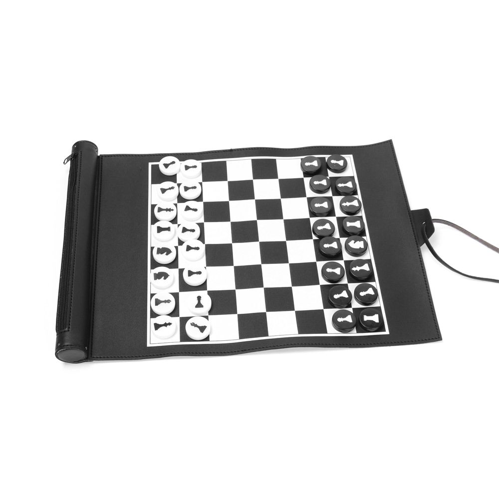 2-In-1 Chess Checkers Roll Up Chess Game Adults Kids Chess