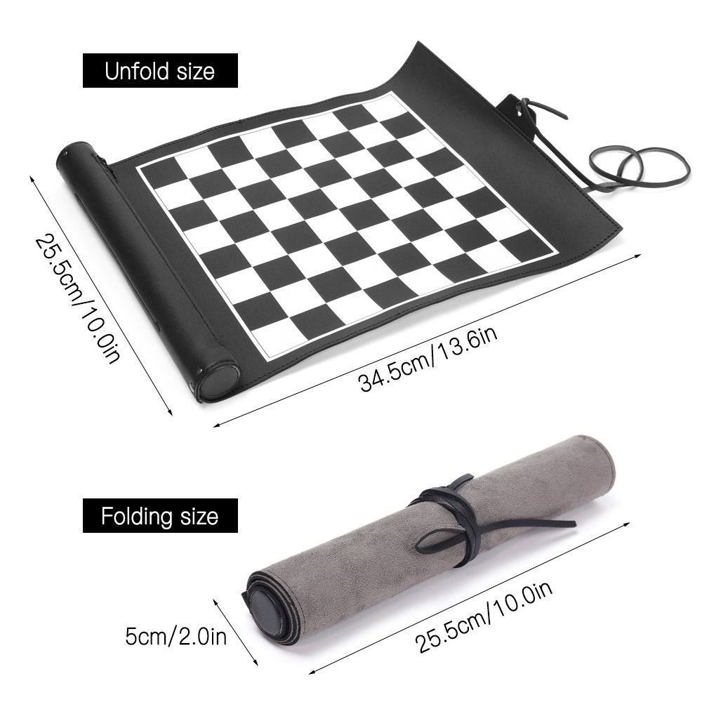 2-In-1 Chess Checkers Roll Up Chess Game Adults Kids Chess