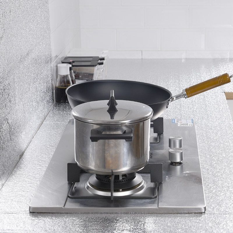 Kitchen Wall Stove Aluminum Foil Oil-proof Stickers Anti-fouling High-temperature Self-adhesive Croppable Wallpaper Wall Sticker, Size:40cmx5m(Frosted Tinfoil)