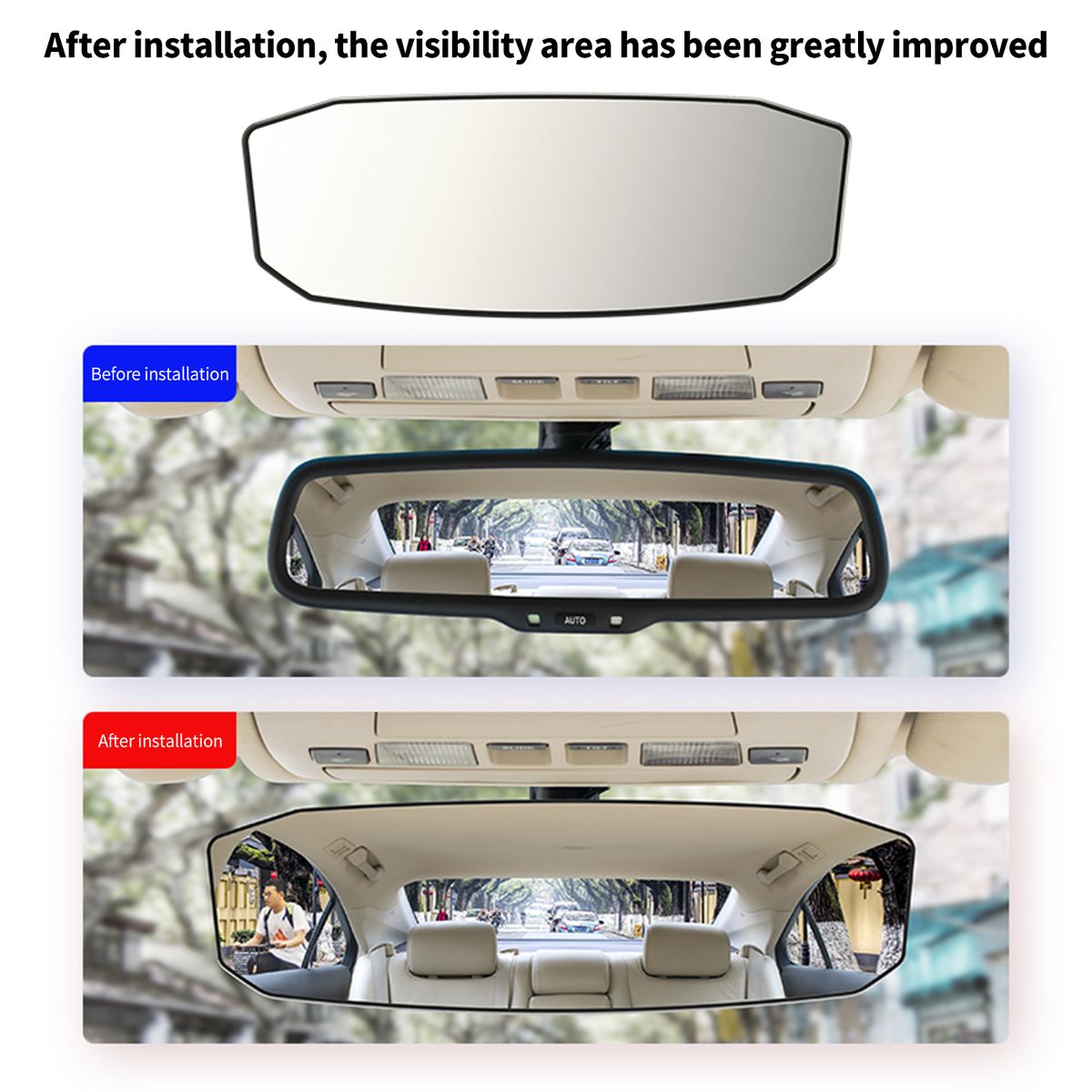 Rear View Mirror Wide Angle Mirror Clip On Curved Convex