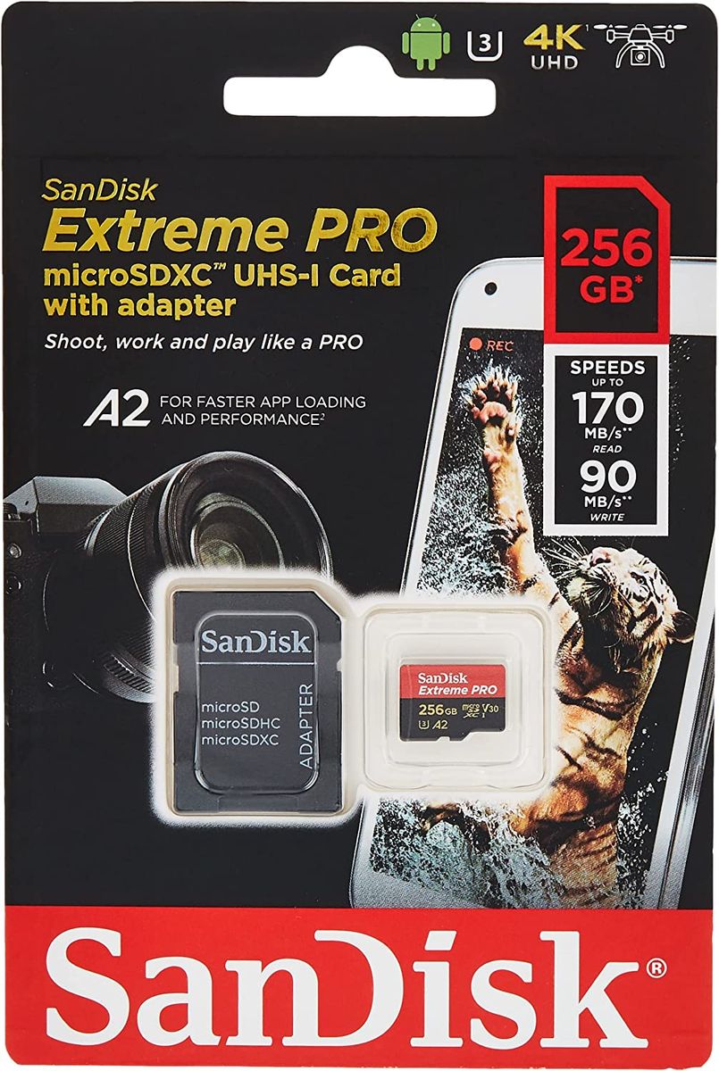 256GB Extreme PRO MicroSD Card With Adapter 200MB/s Speed