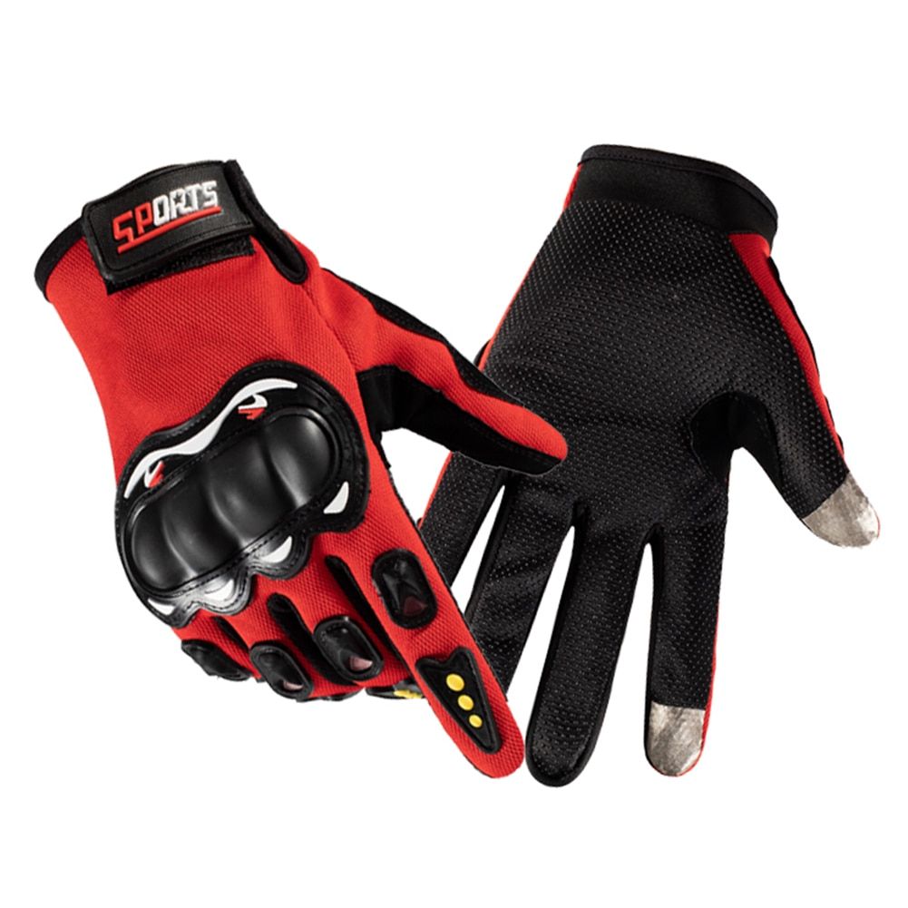 Motorcycle Gloves Breathable Full Finger Racing Gloves Mountain Bike Protection Riding Cross Dirt Bike Gloves Guantes Ciclismo-Red B