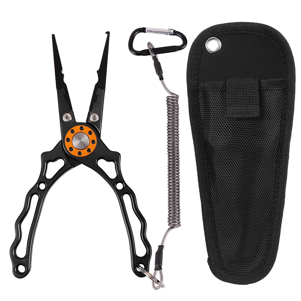 Aluminium Fishing Pliers Hook Remover Pliers Fish Holder Split Ring Tool Clip Clamp Line Cutters With Lanyard And Storage Bag