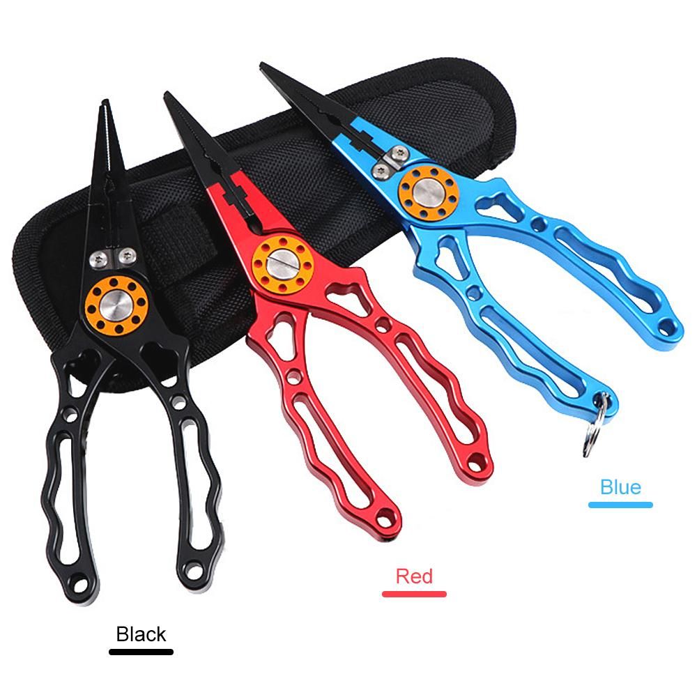 Aluminium Fishing Pliers Hook Remover Pliers Fish Holder Split Ring Tool Clip Clamp Line Cutters With Lanyard And Storage Bag