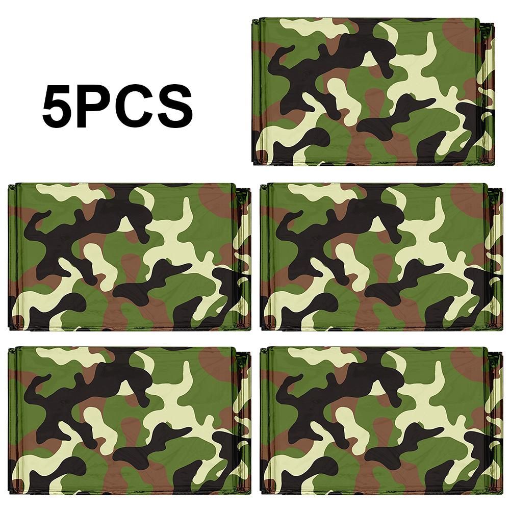 Pack of 5 Emergency Blankets Heat Retention Body Warmer Rescue Blanket for Outdoor Camping Traveling Survival