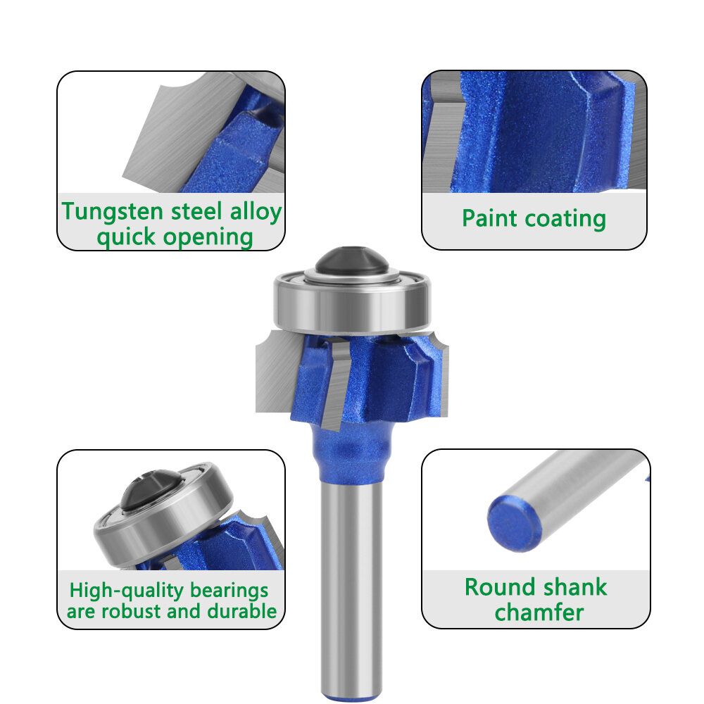 LAVIE 8mm Shank High Quality 4 Flutes Router Bit Set