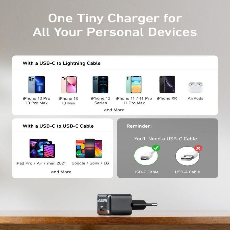 USB Charger for iPhone 12 Anker 20W Nano pro 511 Fast Ch USB