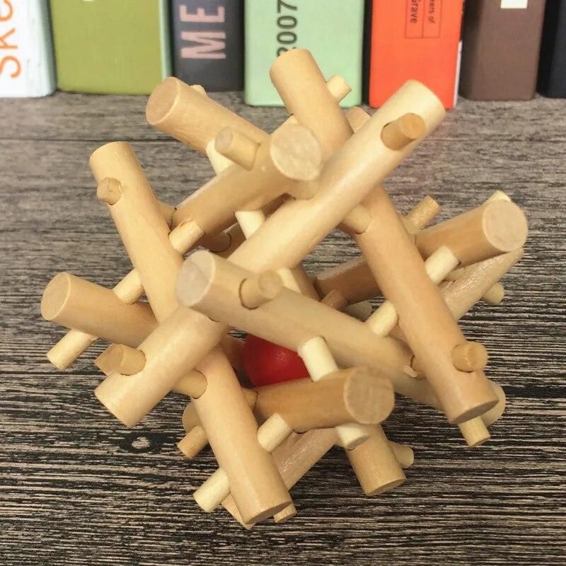 Wooden Kongming Lock,3D Brain Teaser Puzzle,Office Decompression Puzzle for Adult, Intelligence Gift for Kids (Twelve Sisters)