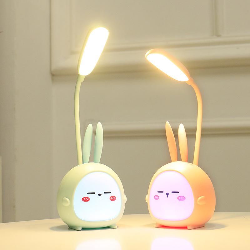 New creative cartoon deer cute led rechargeable eye protection night light student bedroom dormitory folding reading lamp Pink fawn
