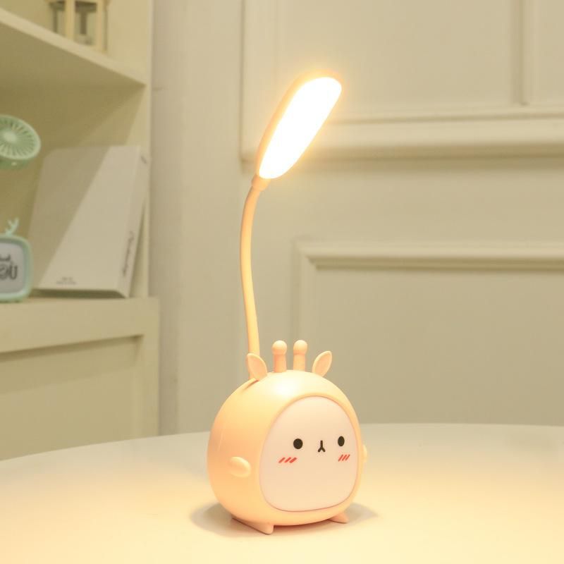 New creative cartoon deer cute led rechargeable eye protection night light student bedroom dormitory folding reading lamp Pink fawn