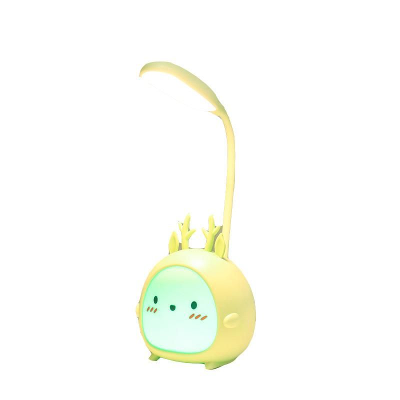 New creative cartoon deer cute led rechargeable eye protection night light student bedroom dormitory folding reading lamp Pink fawn