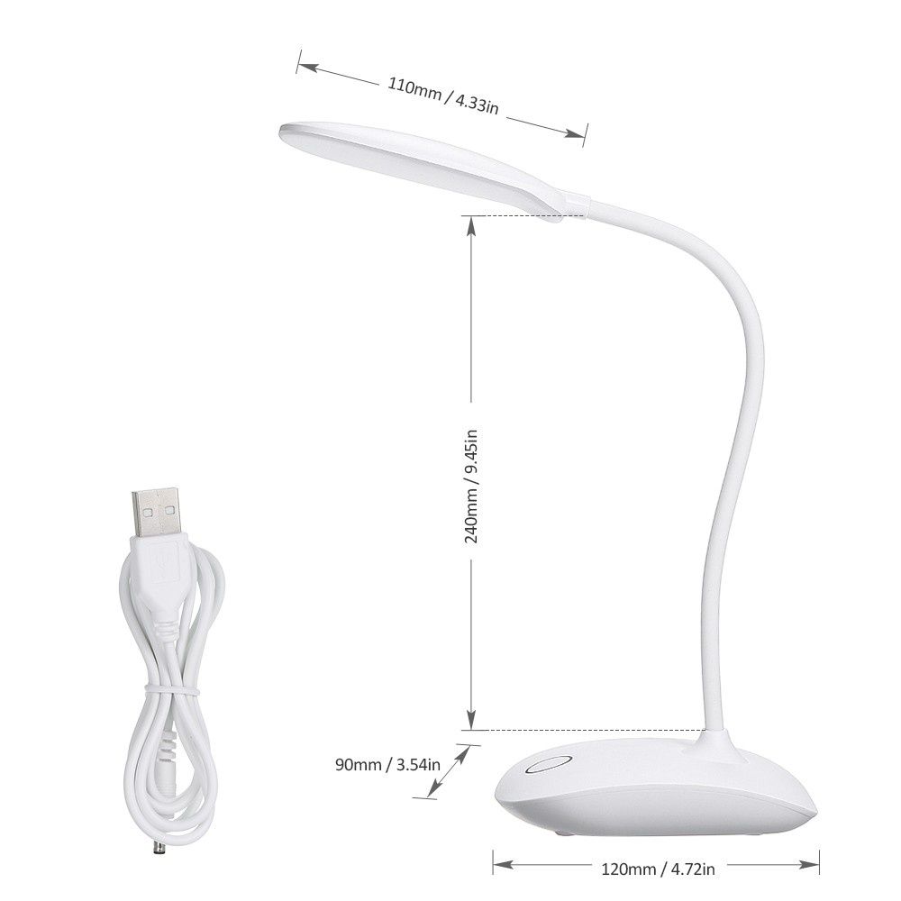 USB Rechargeable 360° Rotating LEDs Desk Lamp 3 Level