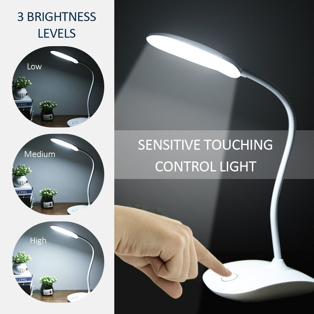 USB Rechargeable 360° Rotating LEDs Desk Lamp 3 Level