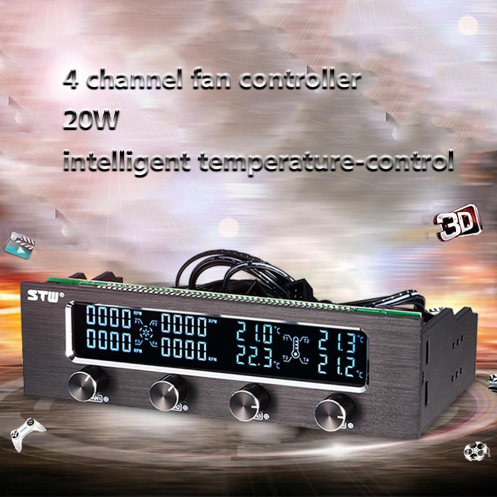 Sunshine-tipway STW Multi-Function PC CPU 4 Channel Fan Controller Speed Control Adjuster LCD Cooling Front Panel