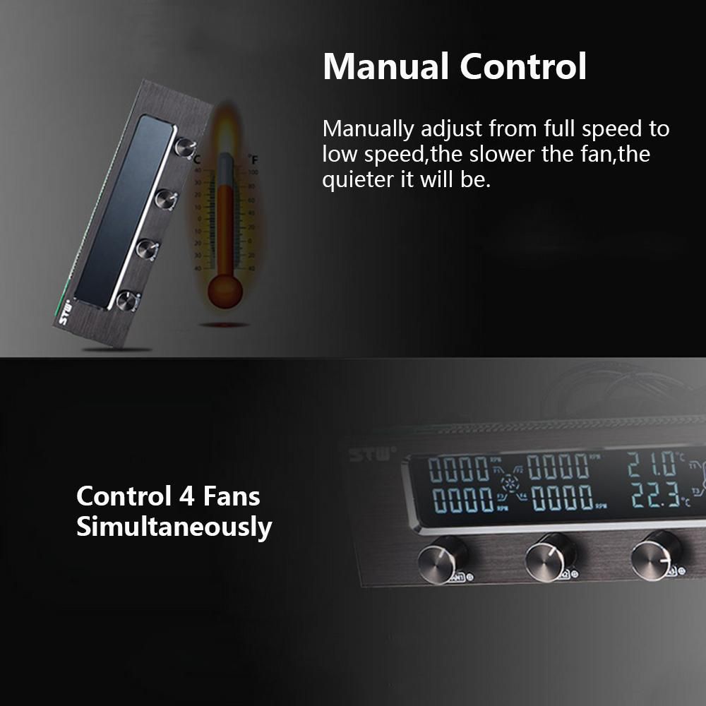 Sunshine-tipway STW Multi-Function PC CPU 4 Channel Fan Controller Speed Control Adjuster LCD Cooling Front Panel