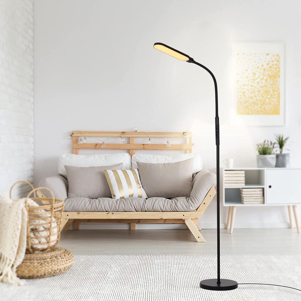 Neoglint LED Floor Lamp Modern Standing Lights Reading Light 9 Brightness Levels & 5 Light Colors Touch Control Remote Control for Living Room Bedroom Office