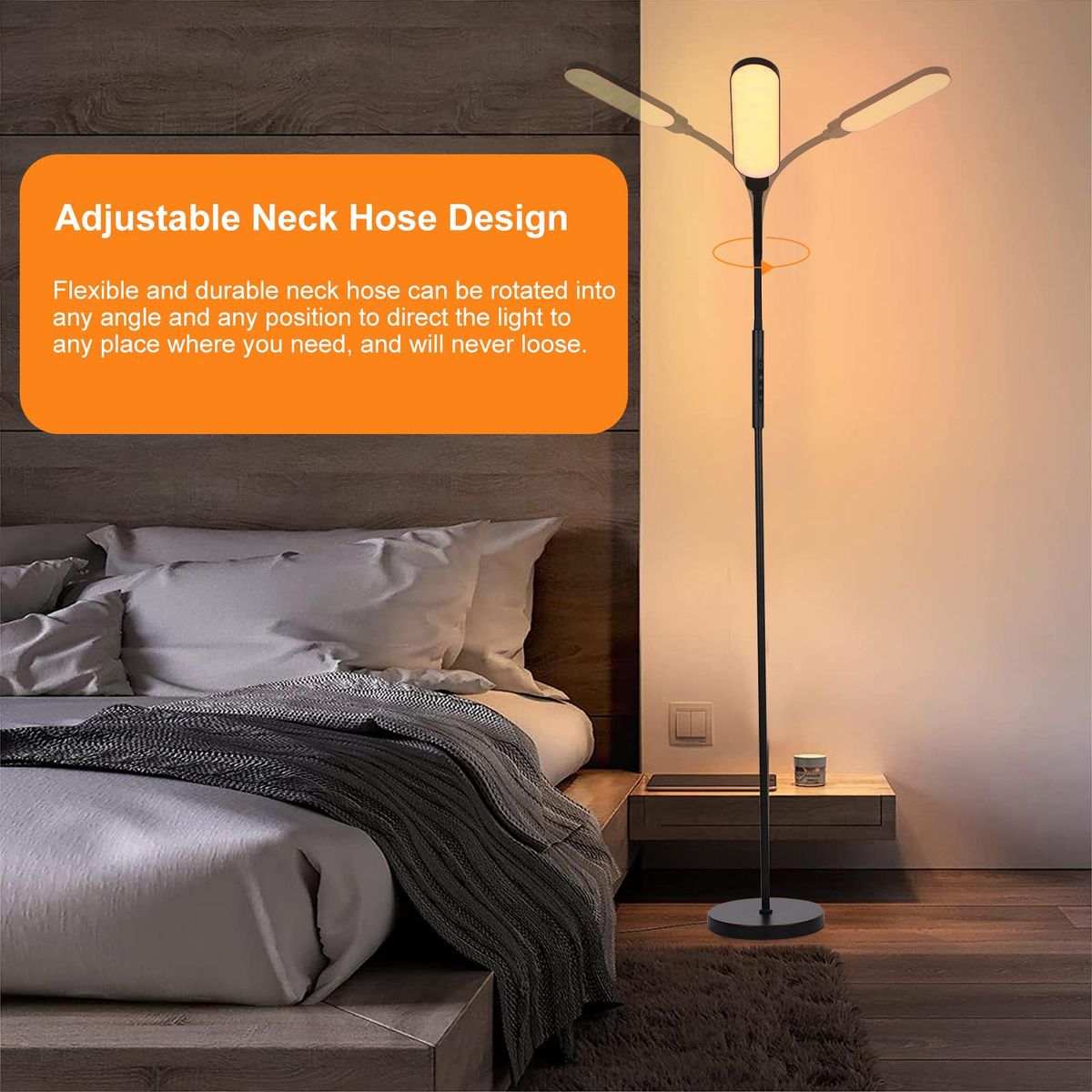 Neoglint LED Floor Lamp Modern Standing Lights Reading Light 9 Brightness Levels & 5 Light Colors Touch Control Remote Control for Living Room Bedroom Office
