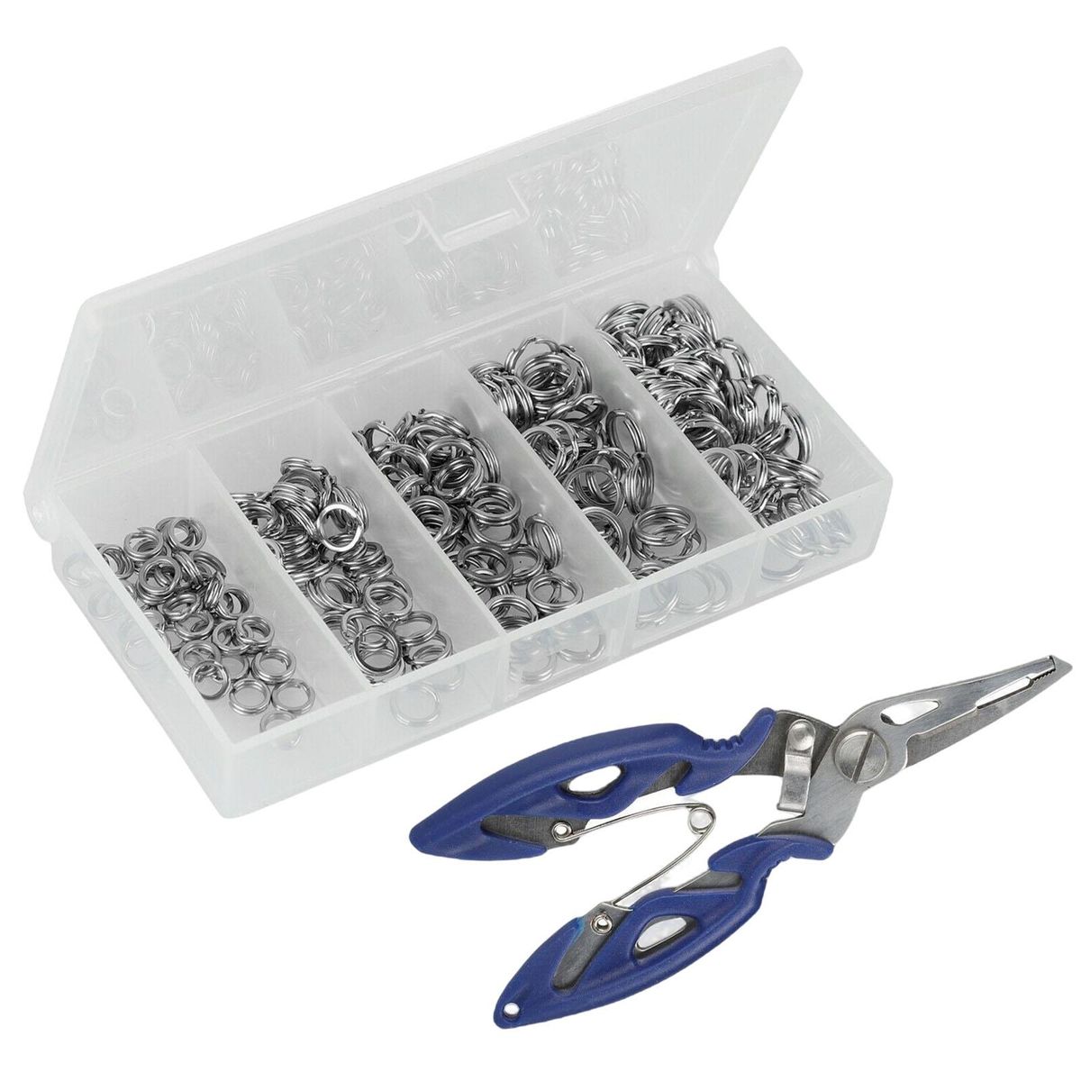 200 Pieces Stainless Steel Split Ring  &  Pliers 5 Sizes