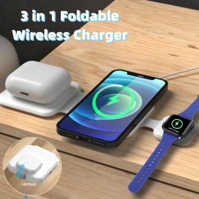3 In 1 Magnetic Foldable Wireless Charger Gadgets-White