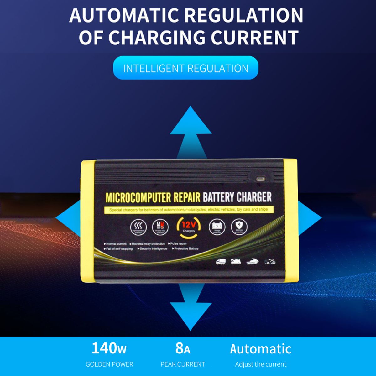 Car Battery Charger, 12V 6A Intelligent Repair Charger For