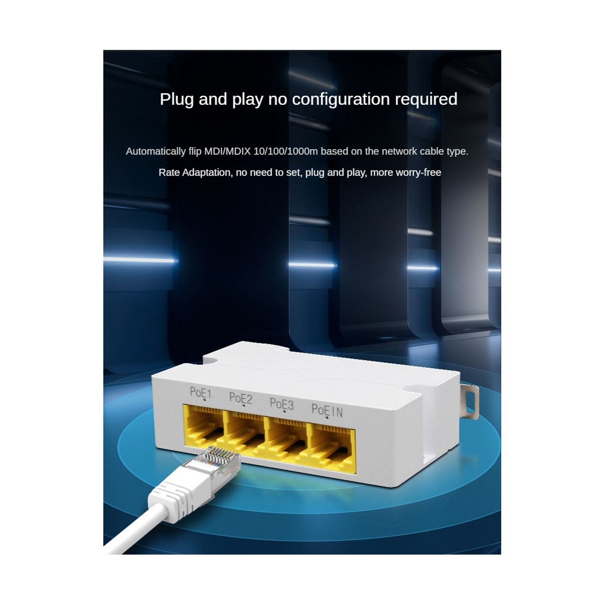 4Port Gigabit POE Extender 1000M 1 to 3 Netw