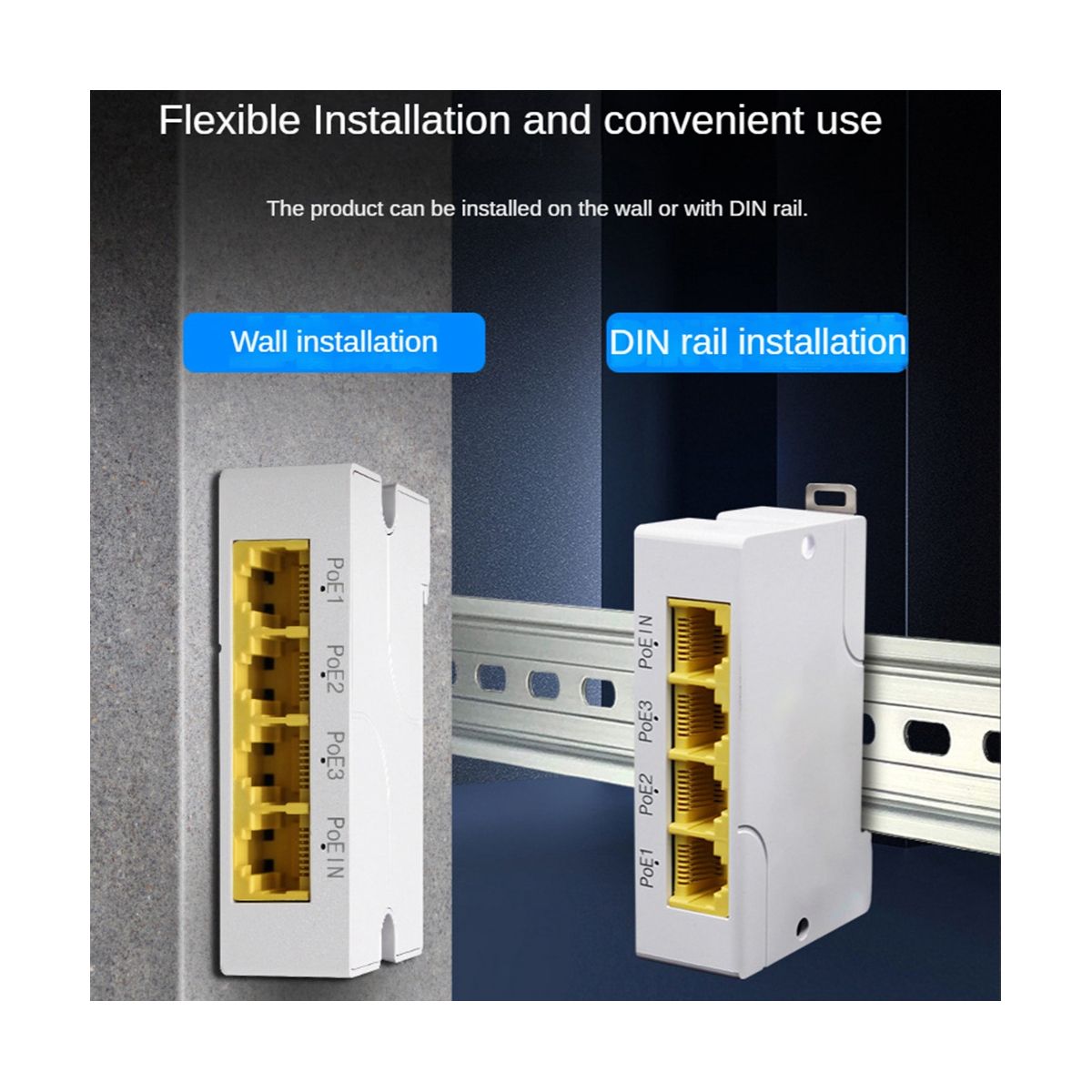 4Port Gigabit POE Extender 1000M 1 to 3 Netw