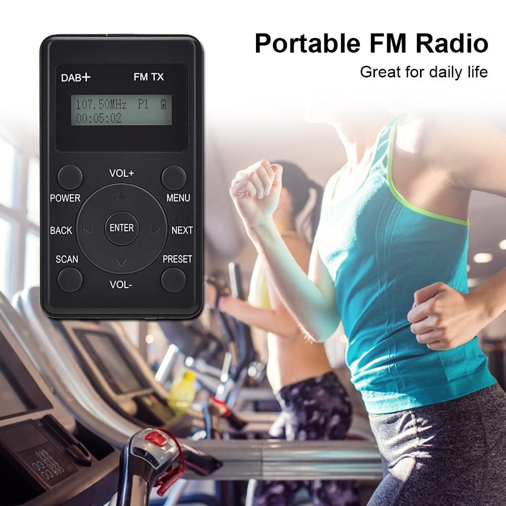 Portable FM Radio DAB DAB+ FM Receiver with Earphones Mini DAB-FM Transmitter Rechargeable Digital Radio for Daily & Travel