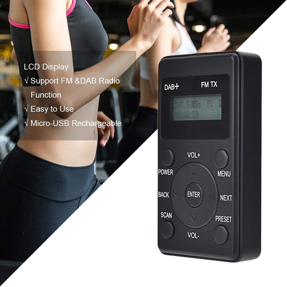 Portable FM Radio DAB DAB+ FM Receiver with Earphones Mini DAB-FM Transmitter Rechargeable Digital Radio for Daily & Travel