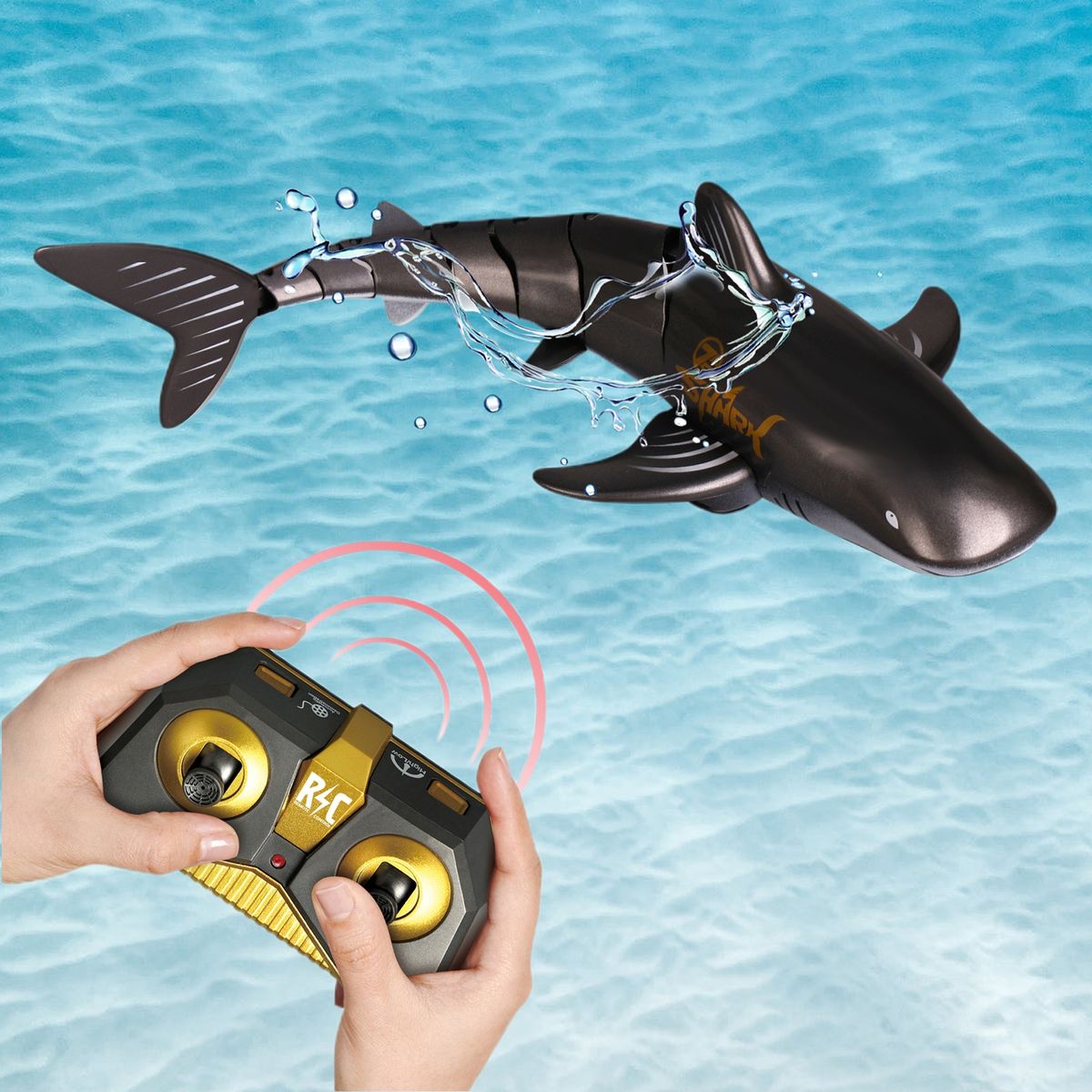 1 Set RC Shark Toy Remote Control Toy Simulation Shark Boat Black