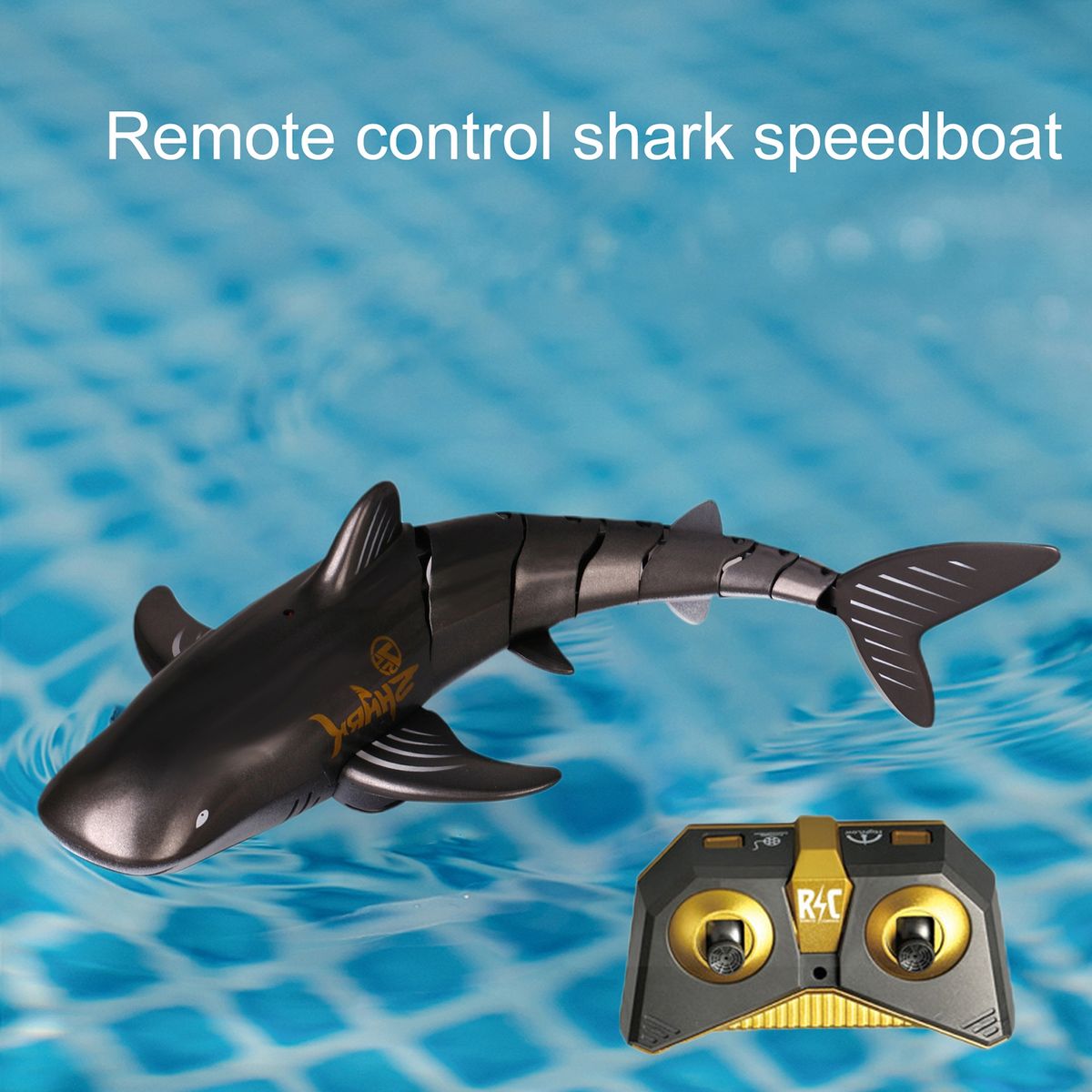 1 Set RC Shark Toy Remote Control Toy Simulation Shark Boat Black