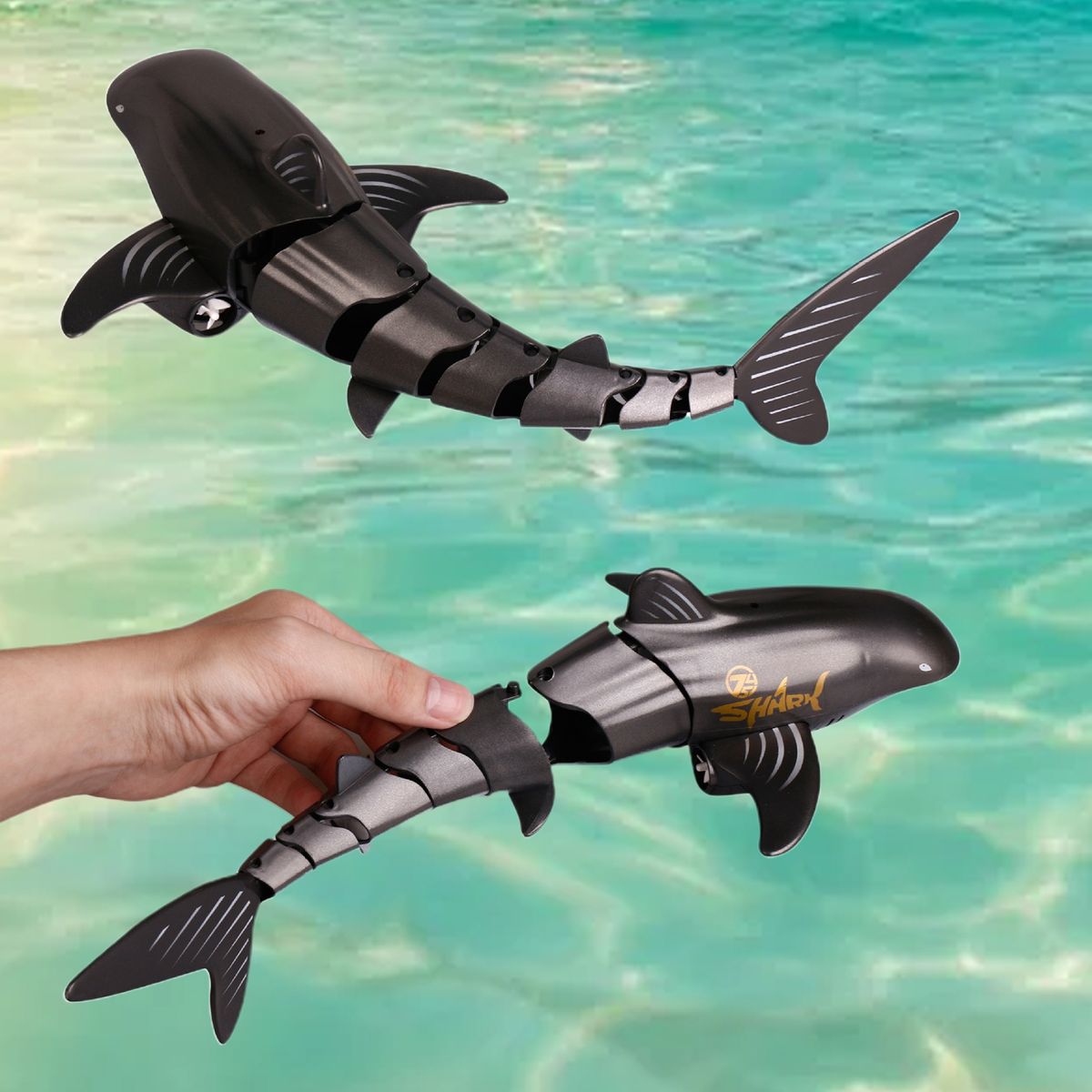 1 Set RC Shark Toy Remote Control Toy Simulation Shark Boat Black