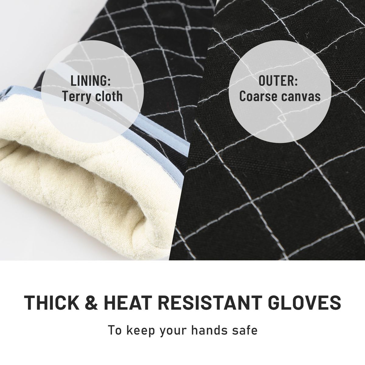 1 Pair Extended Oven Mitts Heat-Insulating 260℃/500°F