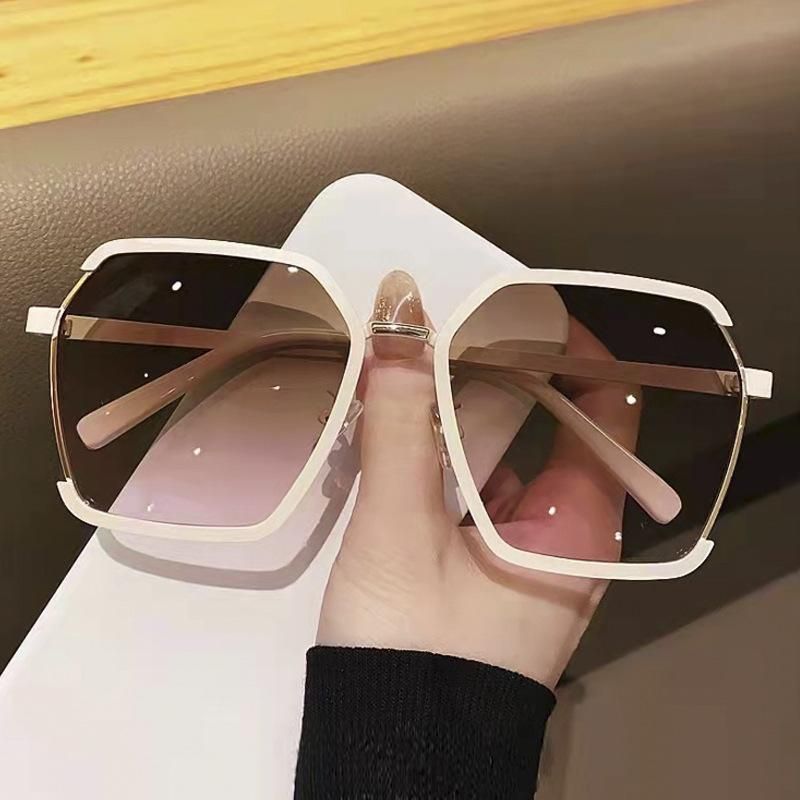 Women  Square Sunglasses for Men Oversized White Tea Original Brand Design Sun Glasses Female Shades Travel Sunshade