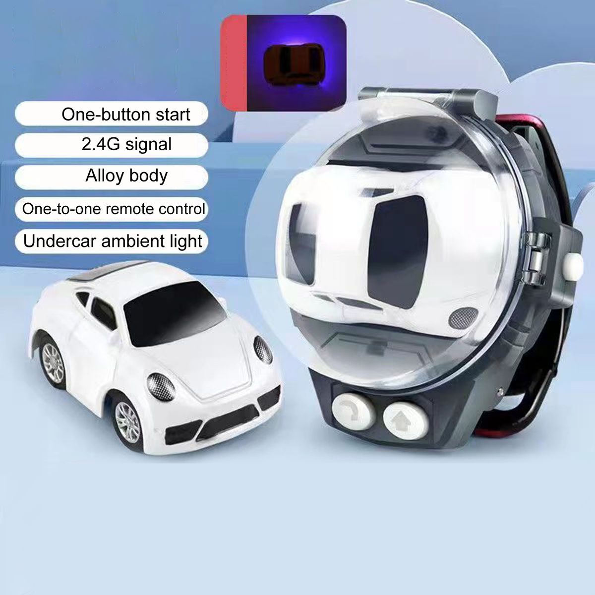 1 Set Mini Car Toy Cartoon Watch Remote Control Racing Car Toy E