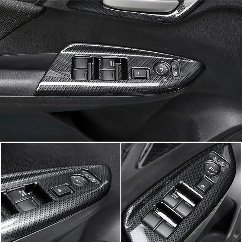 For Honda FIT JAZZ 2014-2018 Accessories Car Door Window Glass Lift Control Switch Panel Cover Trim Car Styling ABS Carbon/Matte