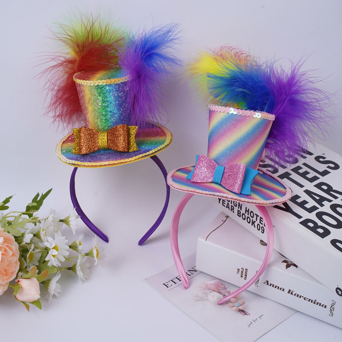 (Yellow)Fascinators Hat Women Sequins Bow Feathers Fedoras H