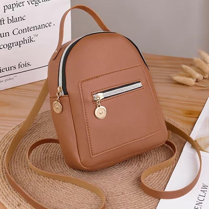 Ladies Backpack Bag Small Leather Bags For Girls Women Brown