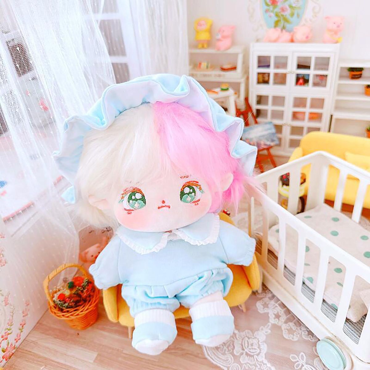1 Set 20cm Doll Clothes Romper Jumpsuit Idol Baby Doll Outfit Set Blue