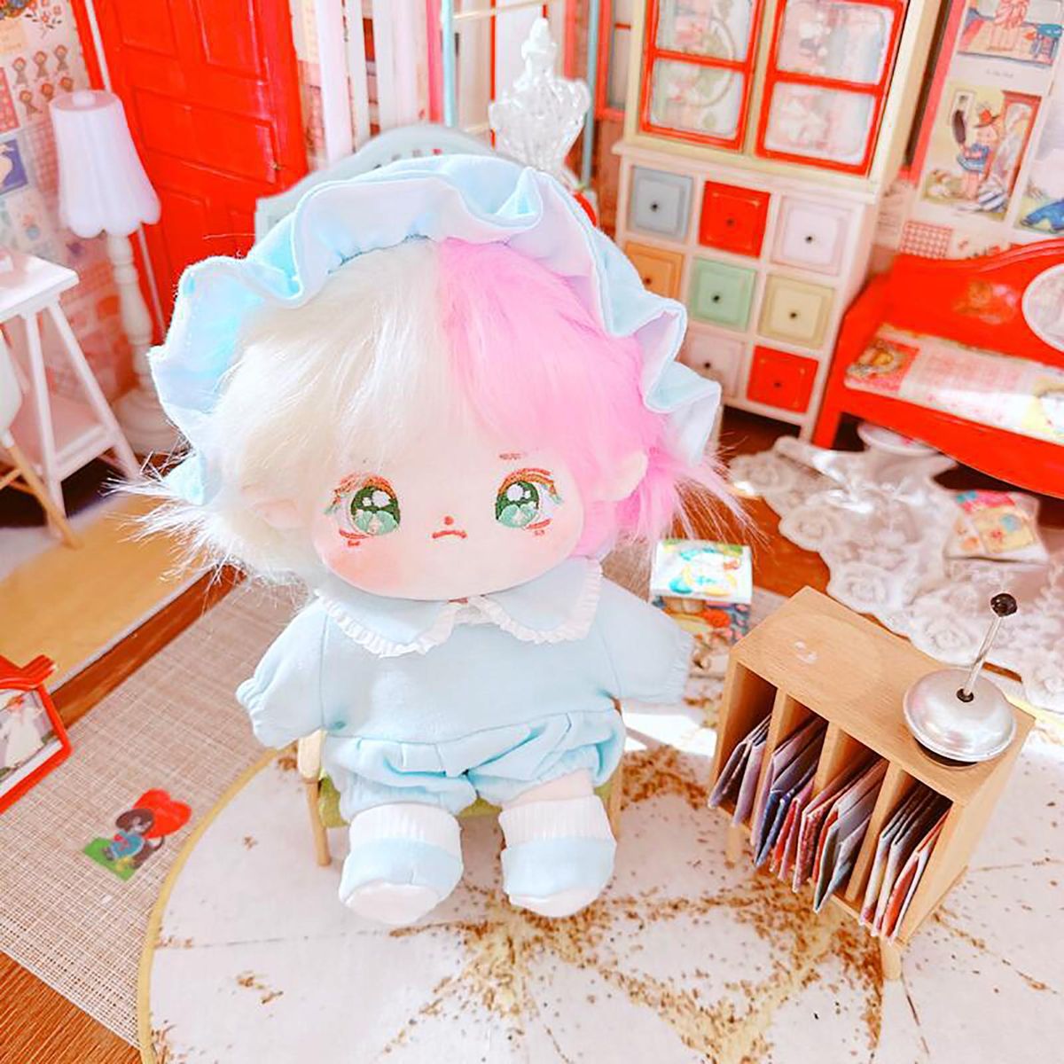 1 Set 20cm Doll Clothes Romper Jumpsuit Idol Baby Doll Outfit Set Blue