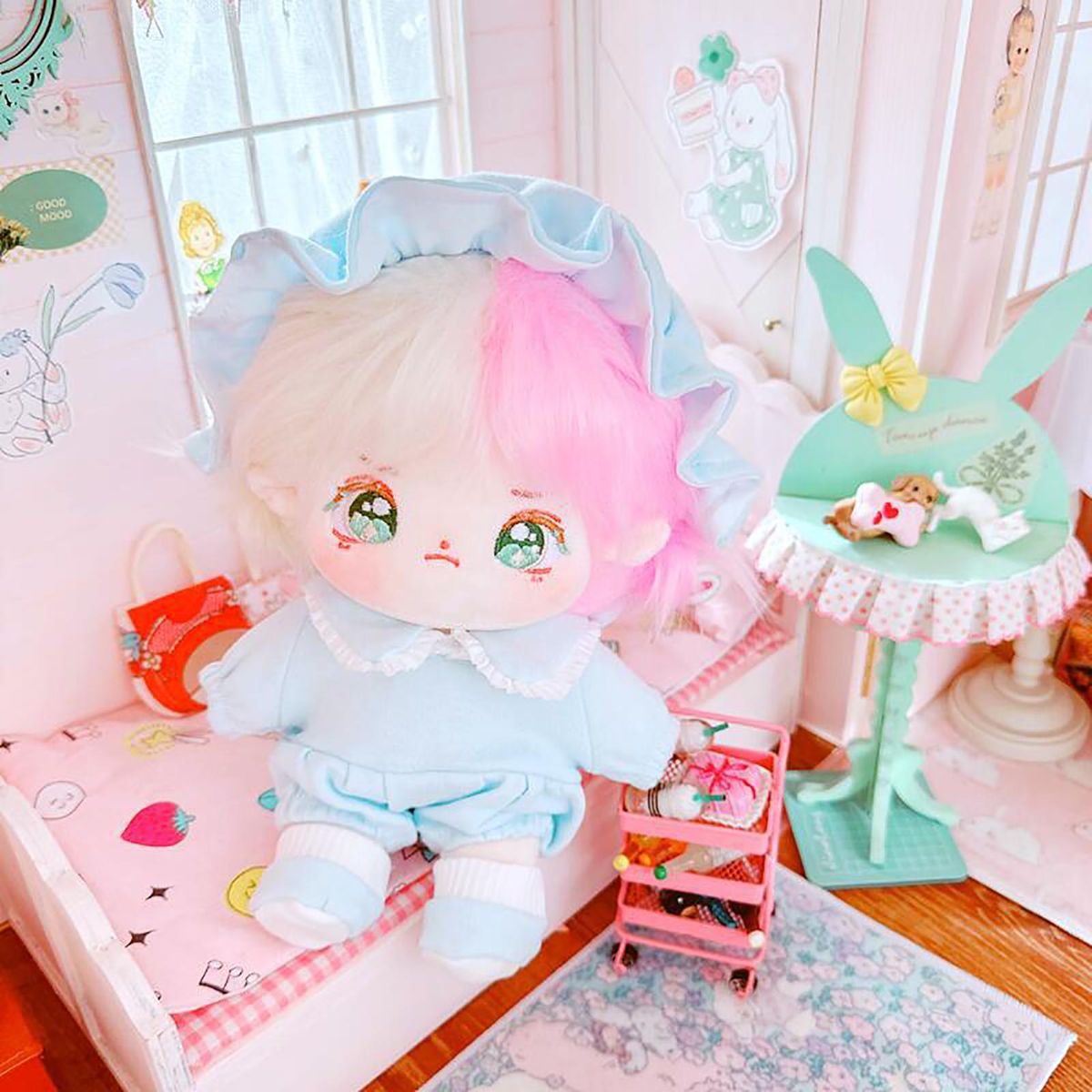 1 Set 20cm Doll Clothes Romper Jumpsuit Idol Baby Doll Outfit Set Blue