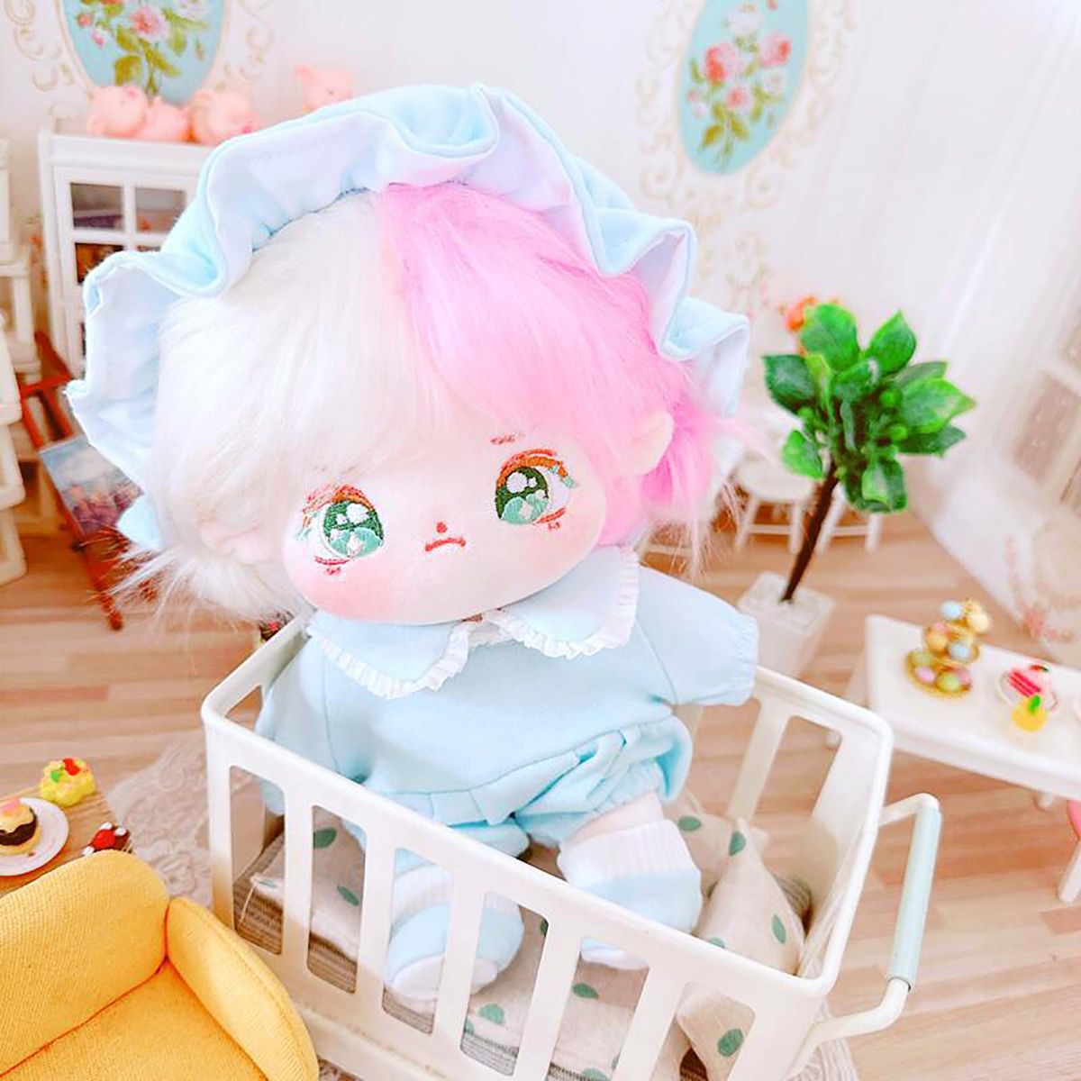 1 Set 20cm Doll Clothes Romper Jumpsuit Idol Baby Doll Outfit Set Blue