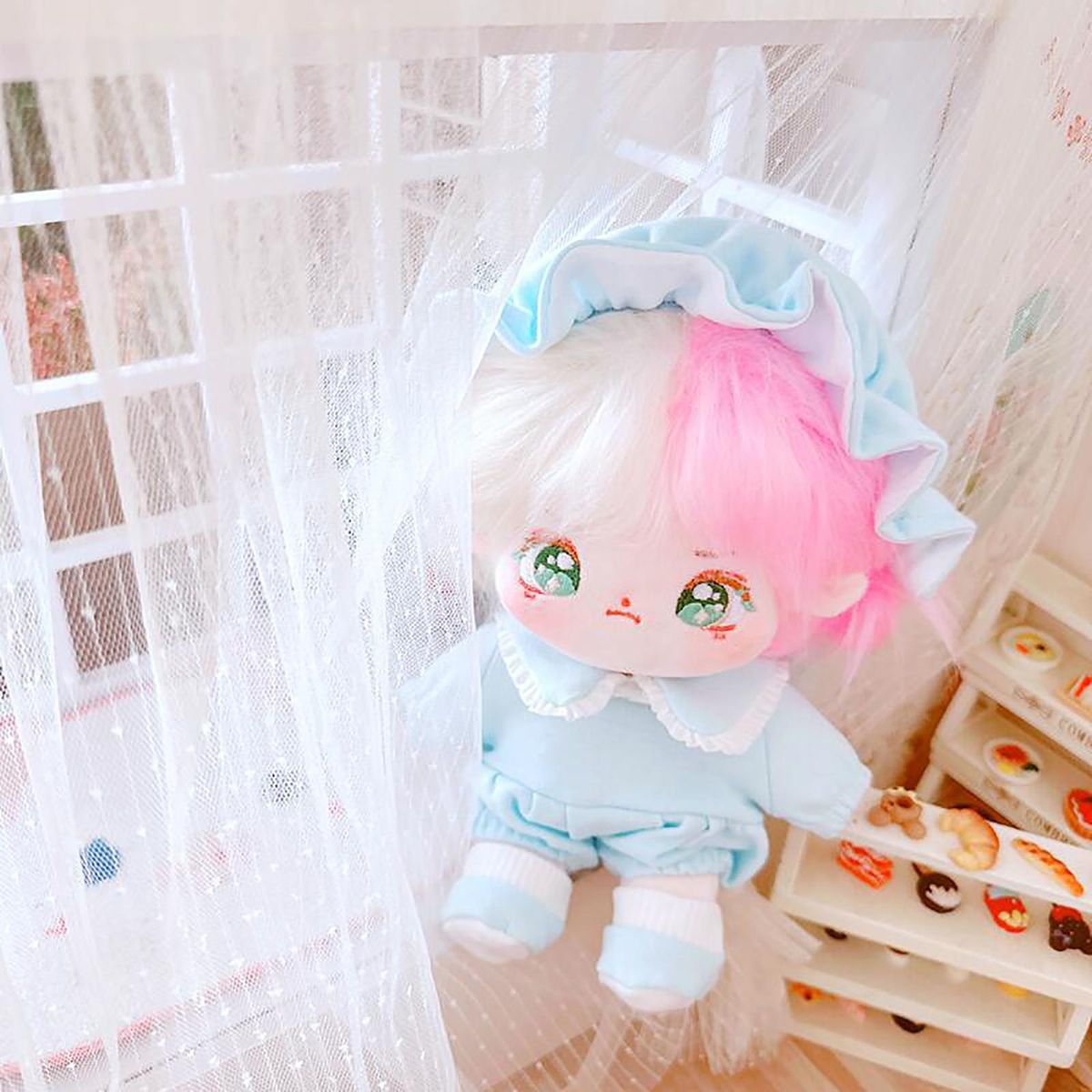 1 Set 20cm Doll Clothes Romper Jumpsuit Idol Baby Doll Outfit Set Blue