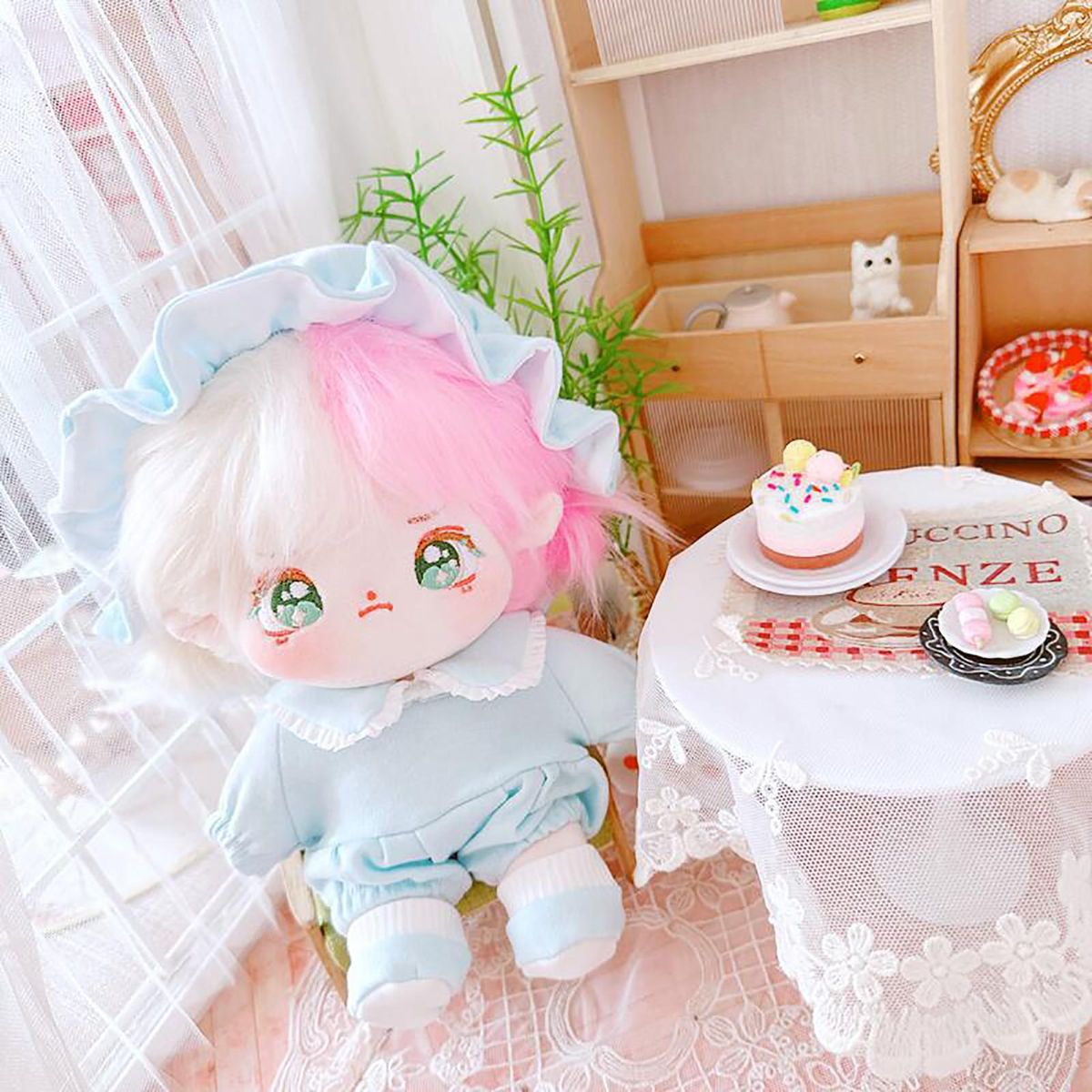 1 Set 20cm Doll Clothes Romper Jumpsuit Idol Baby Doll Outfit Set Blue