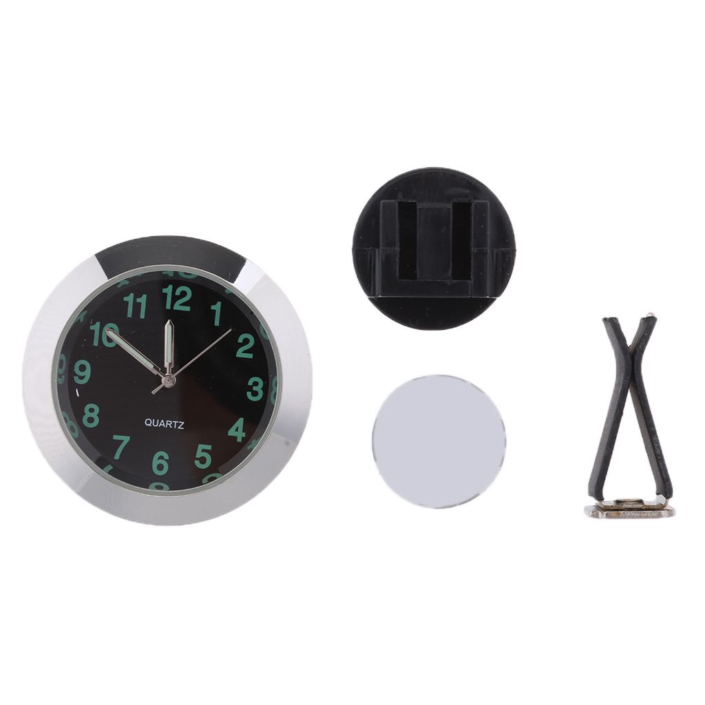 Car Air Vent Quartz Clock Watch Luminous StickOn Clock W Clip Silver