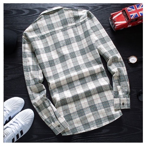 Casual Men's Long Sleeve Shirt - Check T-shirt