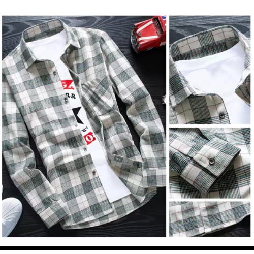Casual Men's Long Sleeve Shirt - Check T-shirt