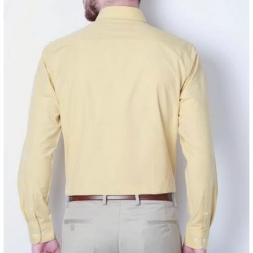 Men's Long Sleeve Shirt With Matching Tie  - Light Yellow And Black