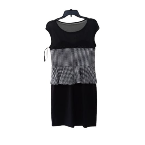 Young Women's Short Black Dress With Checkout Design