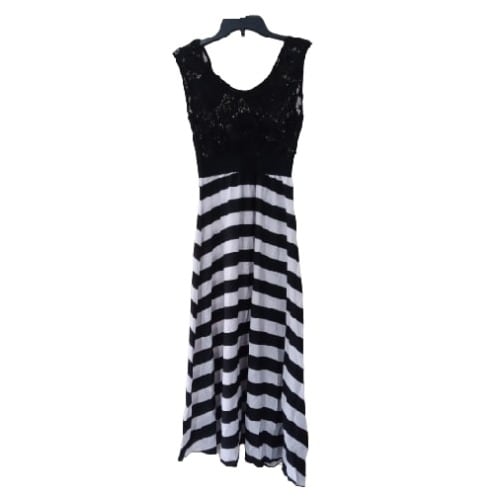Young Women's Long Dress - Black & White